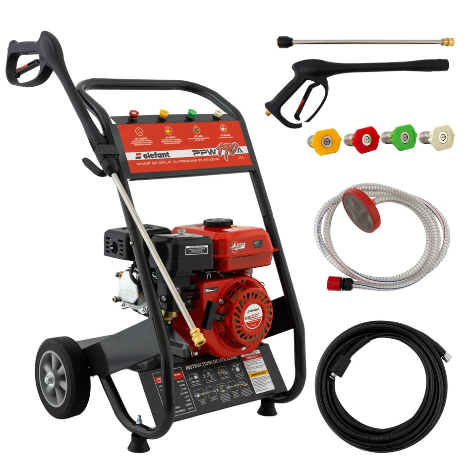 Aparat de spalat cu presiune pe benzina, 4800W, 165 Bari, 10 L/min, motor 4T, rezervor 3.6L, furtun 8 m
