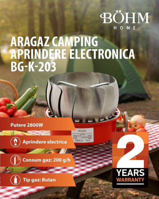 Arzator Portabil Rezistent la Vant Bohm BG-K-203, propan/butan - imagine produs