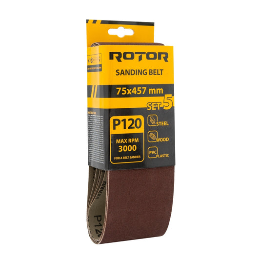 Banda Slefuit ROTOR 75x457 mm, P120, Set 5 Buc