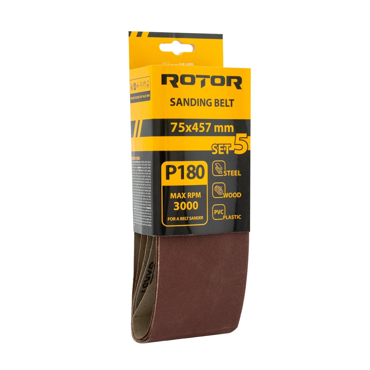 Banda Slefuit ROTOR 75x457 mm, P180, Set 5 Buc