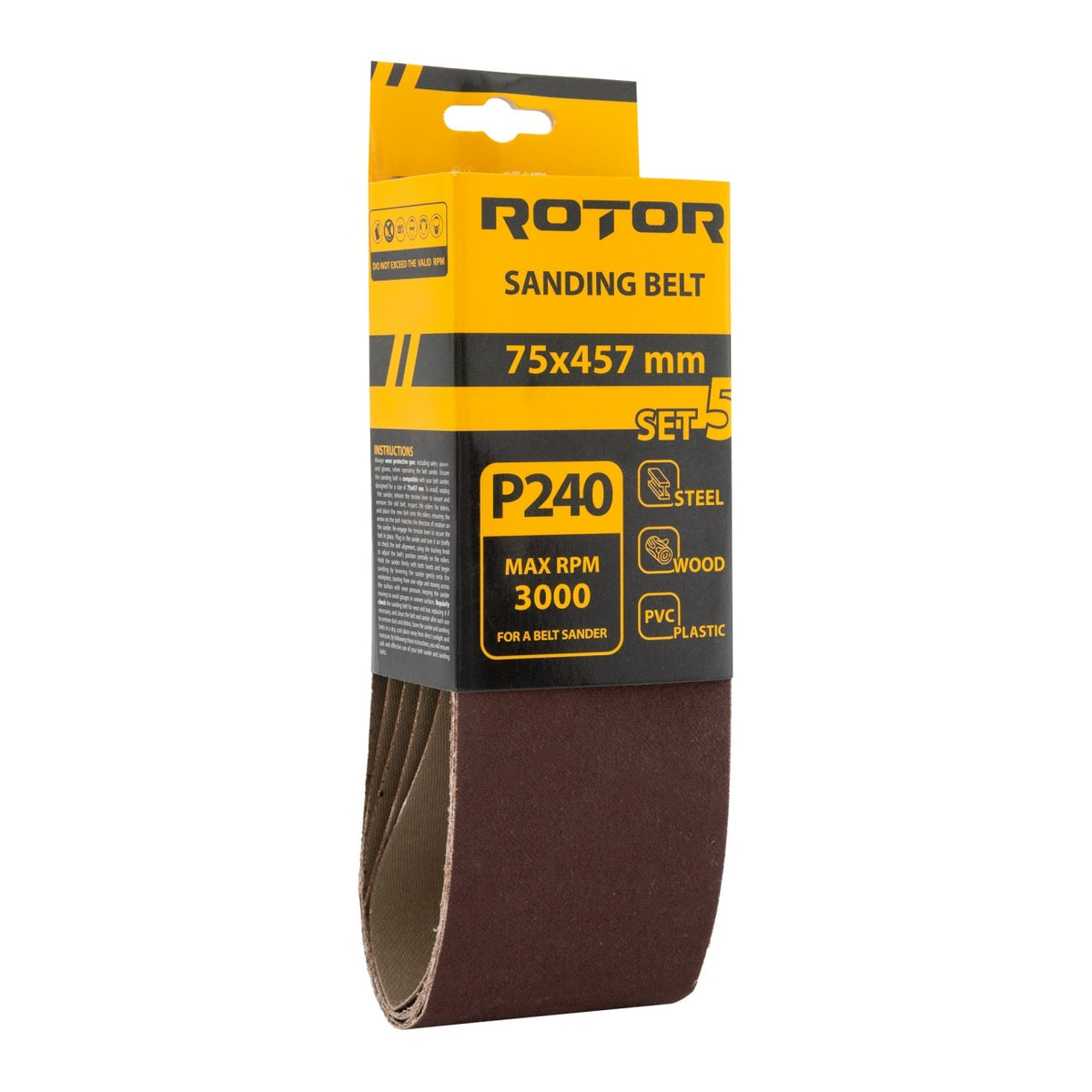 Banda Slefuit ROTOR 75x457 mm, P240, Set 5 Buc