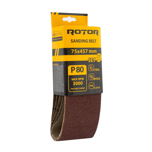 Banda Slefuit ROTOR 75x457 mm, P80, Set 5 Buc