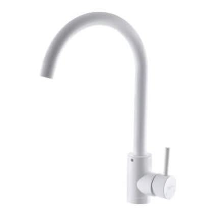 Baterie bucatarie MIXXUS SUS-011 White, monocomanda, otel inoxidabil, pipa mobila