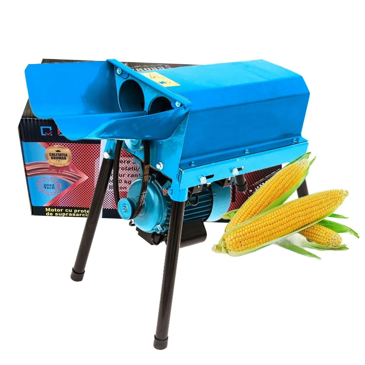 Batoza de porumb BROMAN dubla, 3500 W, capacitate 1600 kg/h, tambur ranforsat