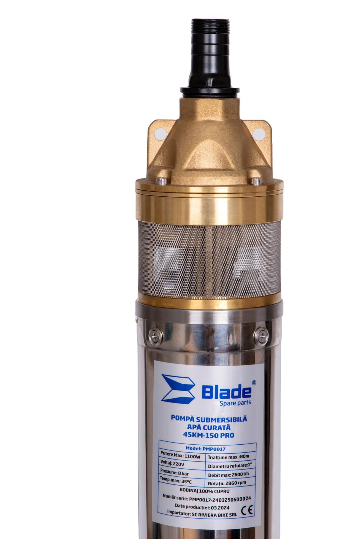 Pompa submersibila PROFESIONALA pentru apa curata BLADE 4SKM-150 Pro, 1100W, 2600 l/h