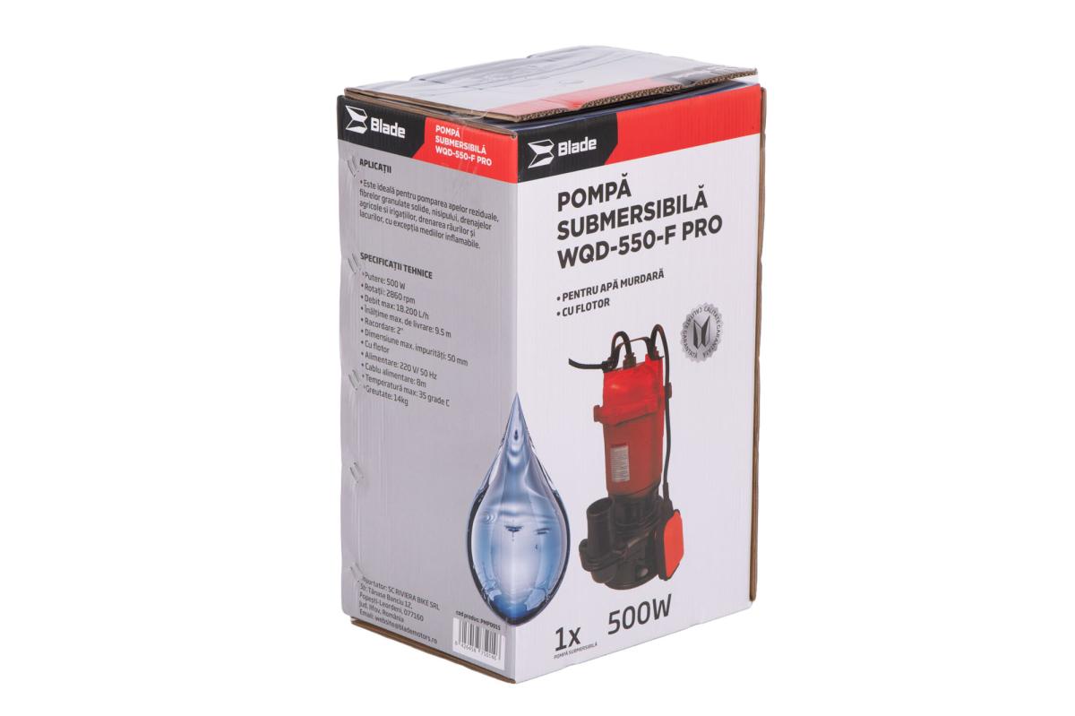 Pompa submersibila PROFESIONALA pentru apa murdara BLADE WQD-550-F Pro, 500W, 18200 l/h