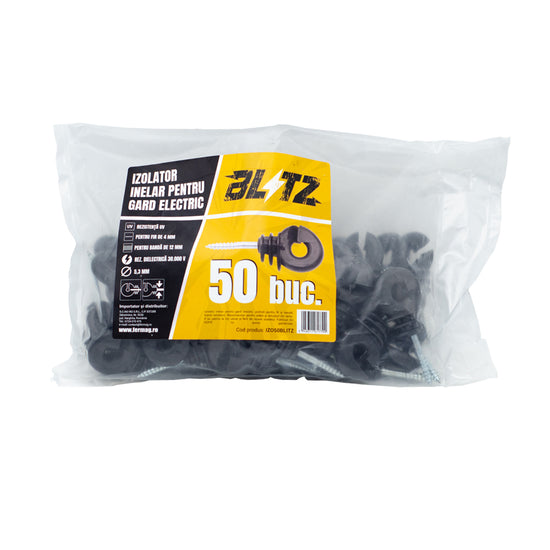 Set 50 izolatori inelari gard electric ZEP, pentru stalpi din lemn, fir si banda