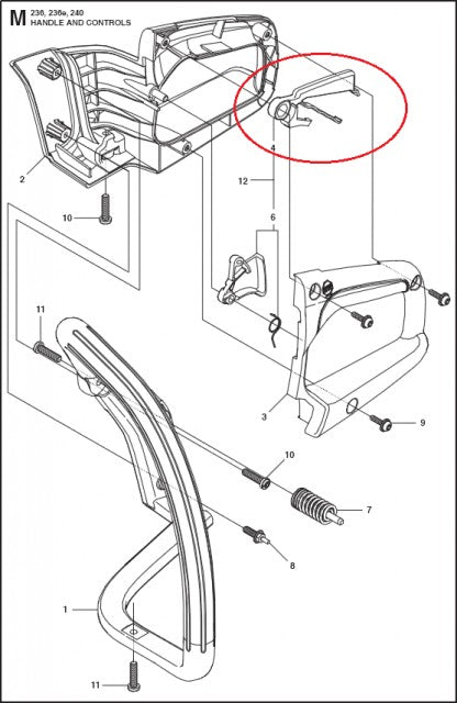 Blocator acceleratie Husqvarna 235, 240 - superioara (originala)