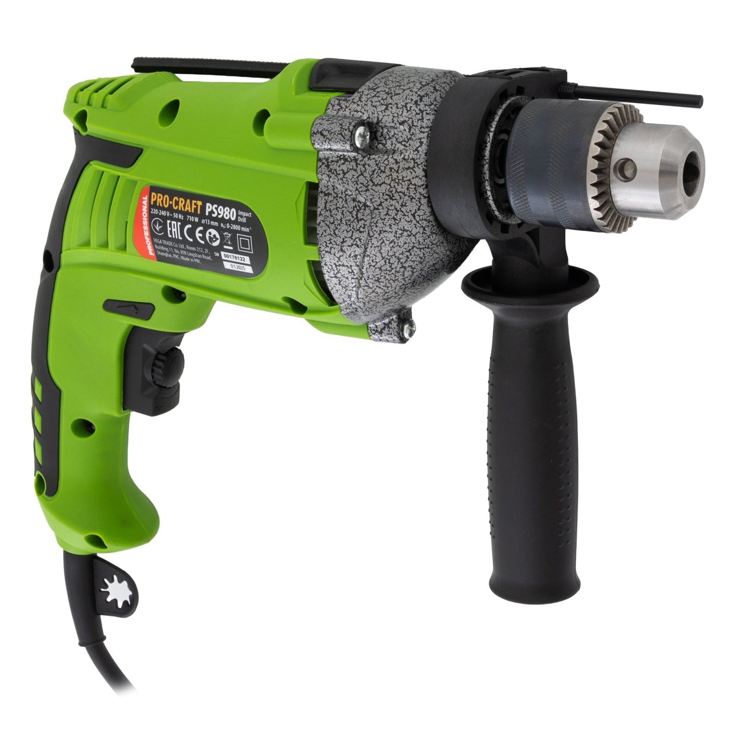 Bormasina Procraft PS980, 980W, 2800 RPM, percutie, mandrina 3 bacuri