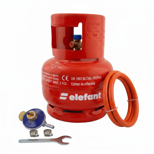 Butelie camping gaz GPL Elefant, 5l, metal, talpa si guler, filet 1/2", presiune iesire 30mbar, omologata ISCIR, include