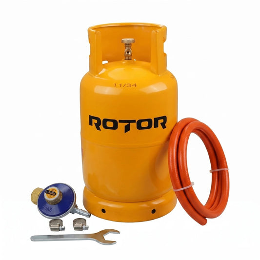 Butelie gaz GPL cu guler Rotor, volum 26l, metal, omologata ISCIR pentru Aragaz, Plita sau Soba, include furtun 2m, ceas