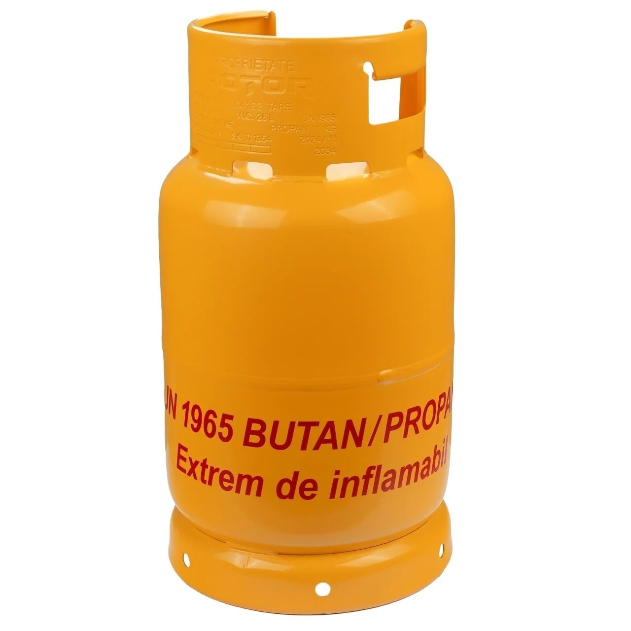 Butelie gaz GPL cu guler Rotor, volum 26l, metal, omologata ISCIR pentru Aragaz, Plita sau Soba, include furtun 1.5m, ceas