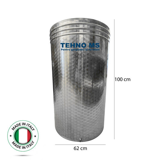 Butoi din inox cu capac flotant busonat, 300L, Tehno Ms #41302