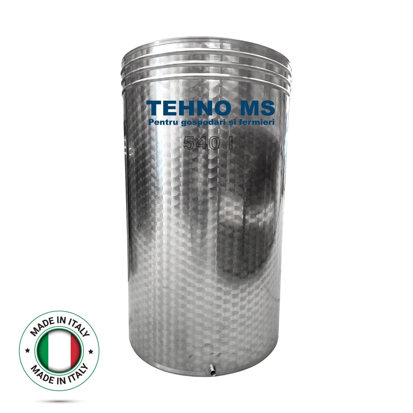 Butoi inox cu capac flotant busonat si canea, 540L, Tehno Ms #41303