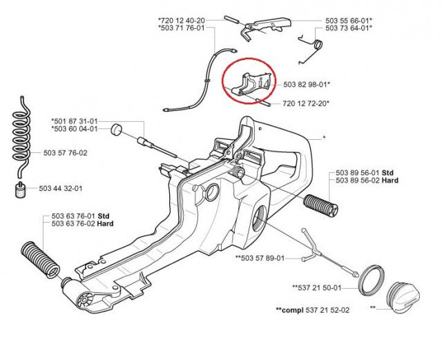 Buton acceleratie drujba Husqvarna 362, 365, 371, 372