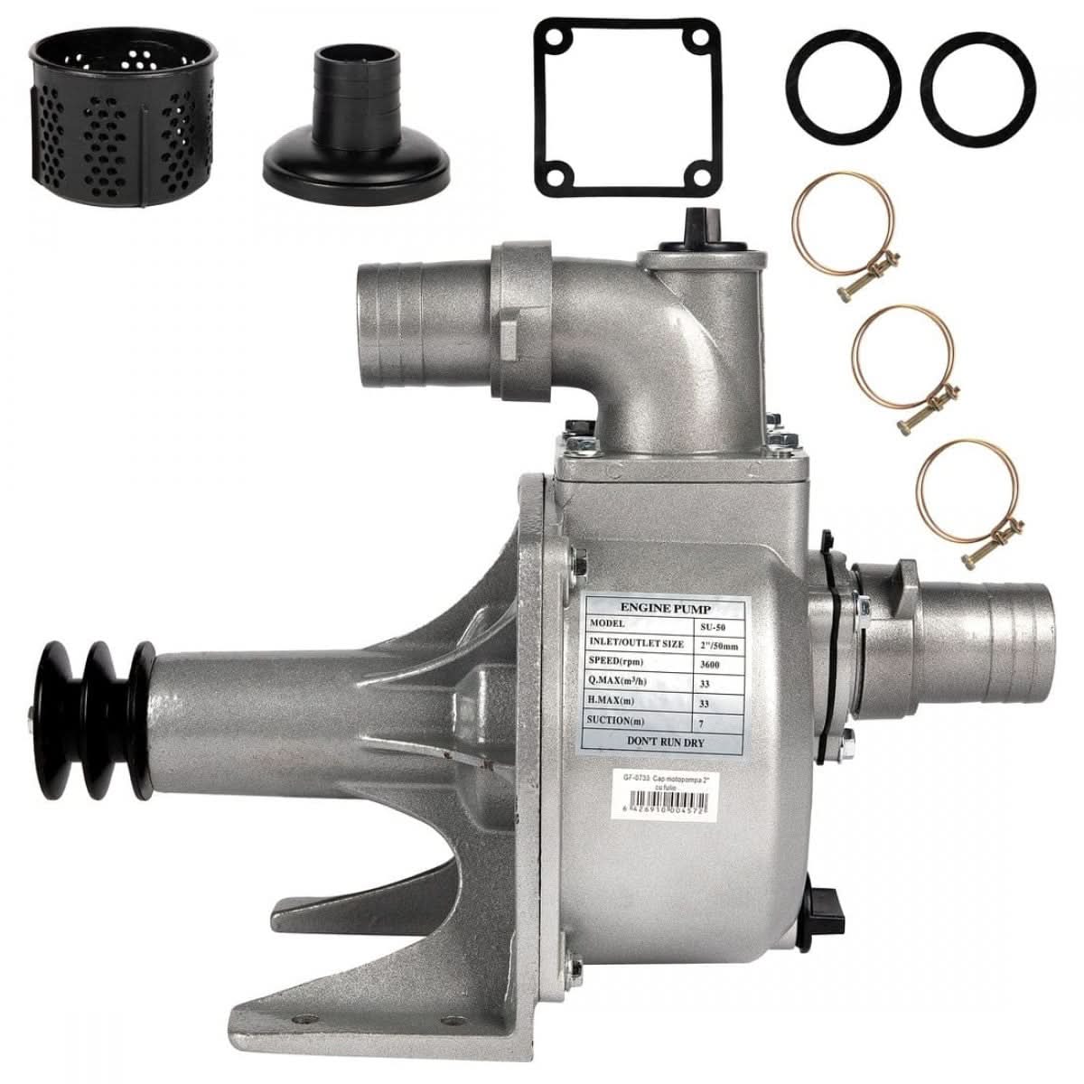 Cap motopompa 3" cu fulie dubla pentru motoare 11-13CP GX340 188F