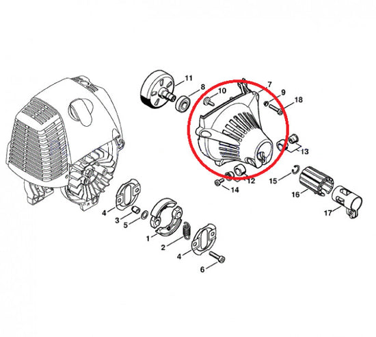 Cap pentru motocoasa superior motocoasa compatibil Stihl FS75, FS80, FS85 - vedere 2