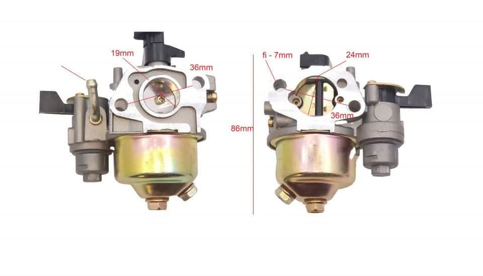 Kit carburator motor benzina 168F 170F (P19), compatibil 5.5–8CP, motocultor, motopompa Ruris, O-Mac, Rotakt, Villager, Honda