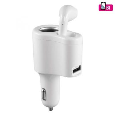 Casca Bluetooth auto SABT 31 cu incarcator USB si priza bricheta, 3in1, 12-24V