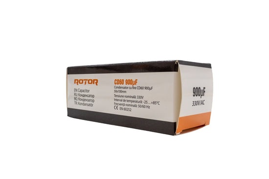 CD60 Condensator cu fire 900µF 50x100 mm 330V ROTOR