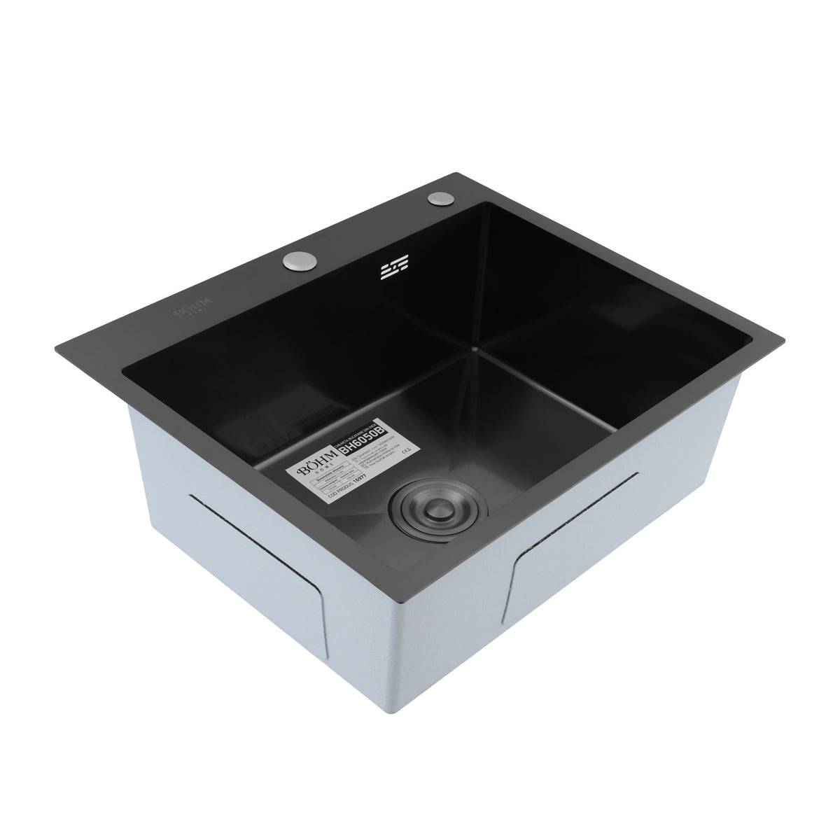Chiuveta Bucatarie Inox SUS304 Bohm BH6050B, 600x500mm, nano black - imagine produs