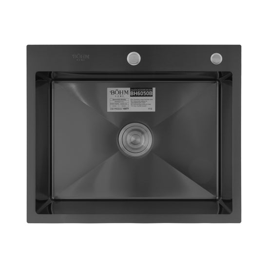 Chiuveta Bucatarie Inox SUS304 Bohm BH6050B, 600x500mm, nano black - detaliu 2
