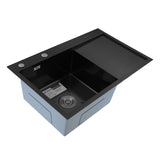 Chiuveta Bucatarie Inox SUS304 Bohm BH7849LB, 780x490mm, nano black, cuva stanga - imagine produs