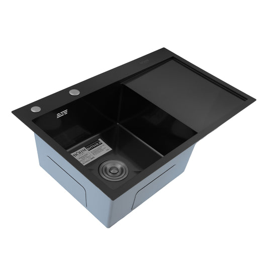 Chiuveta Bucatarie Inox SUS304 Bohm BH7849LB, 780x490mm, nano black, cuva stanga - imagine produs