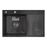 Chiuveta Bucatarie Inox SUS304 Bohm BH7849LB, 780x490mm, nano black, cuva stanga - detaliu 2
