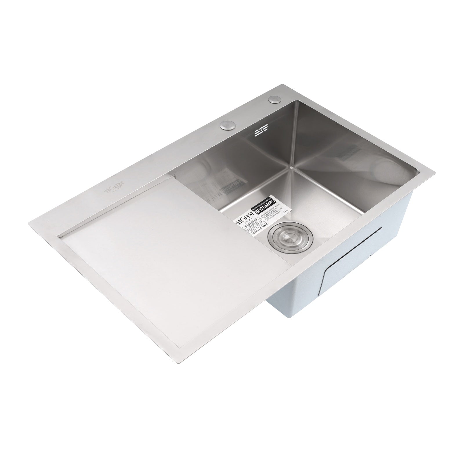 Chiuveta Bucatarie Inox SUS304 Bohm BH7849RS, 780x490mm, satin, cuva dreapta - imagine produs