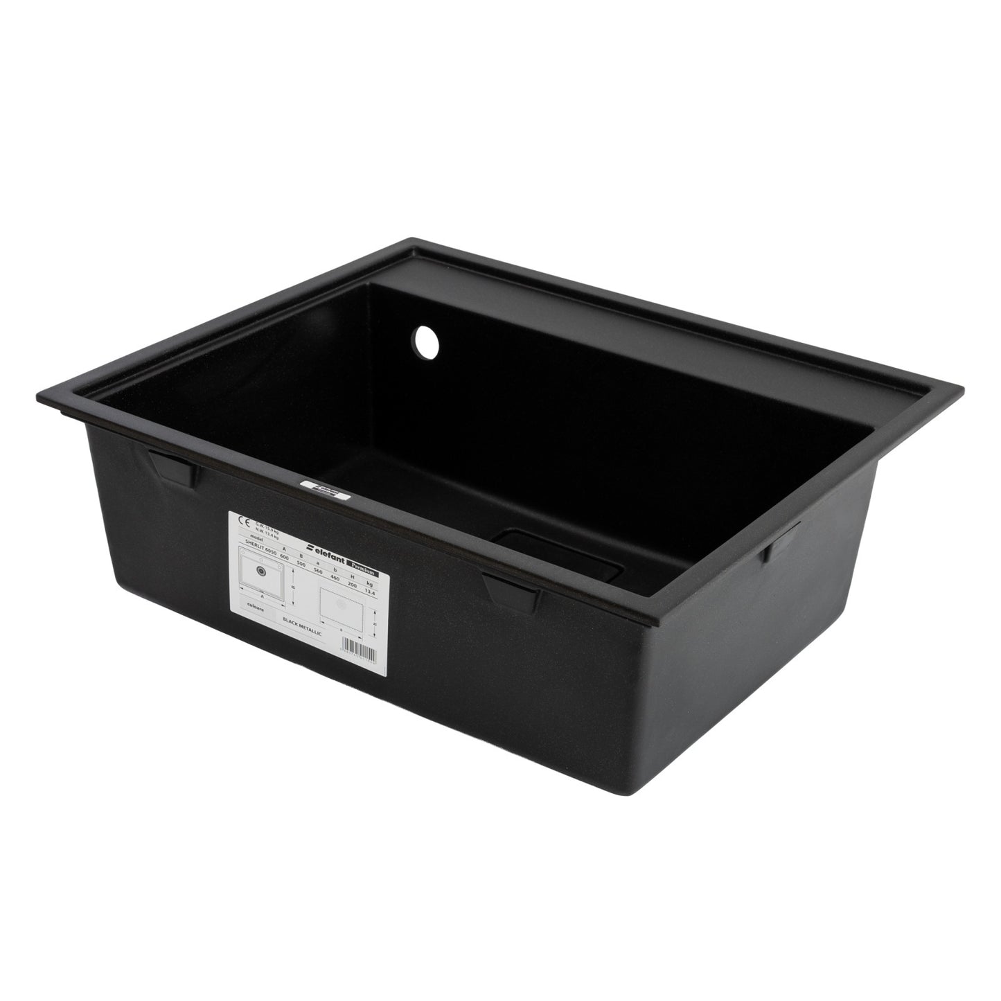 Chiuveta de bucatarie Elefant Premium SHERLIT, Negru metalic 600x500 mm
