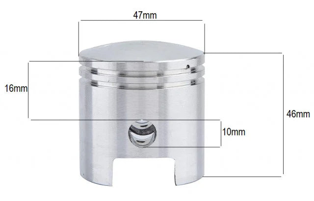 Piston kit motor bicicleta 80cc (47 mm bolt 10 mm) - vedere 2