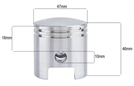 Piston kit motor bicicleta 80cc (47 mm bolt 10 mm) - vedere 2