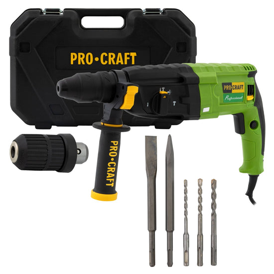 Ciocan rotopercutor Procraft BH1400DFR, 790W, 3J, 900 RPM, 4000 BPM, SDS+ si mandrina rapida