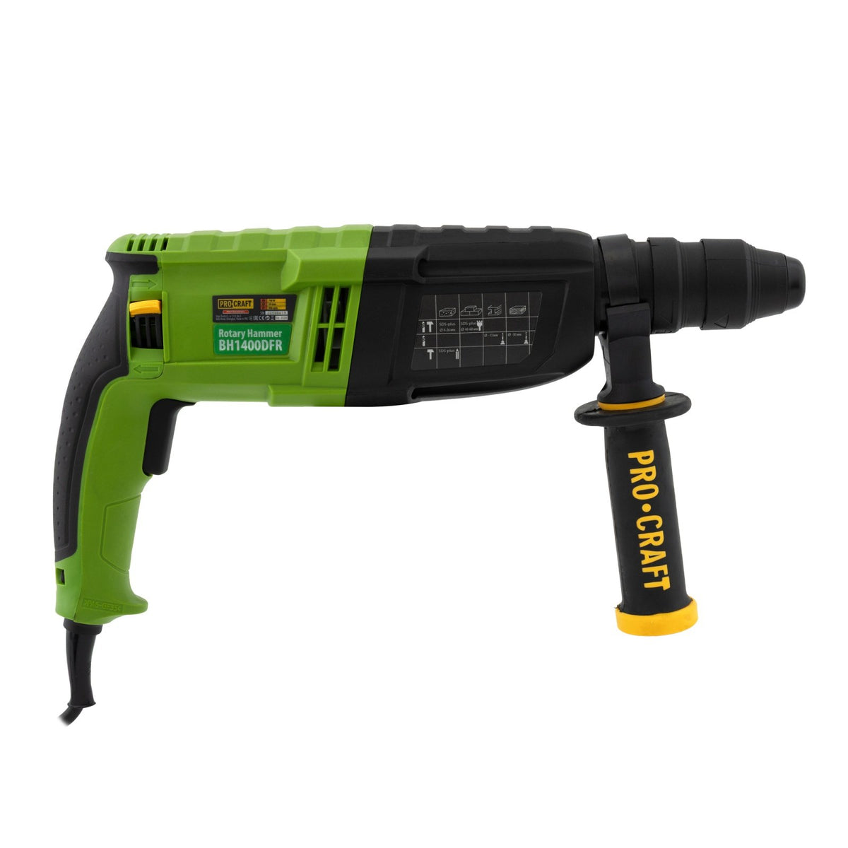Ciocan rotopercutor Procraft BH1400DFR, 790W, 3J, 900 RPM, 4000 BPM, SDS+ si mandrina rapida