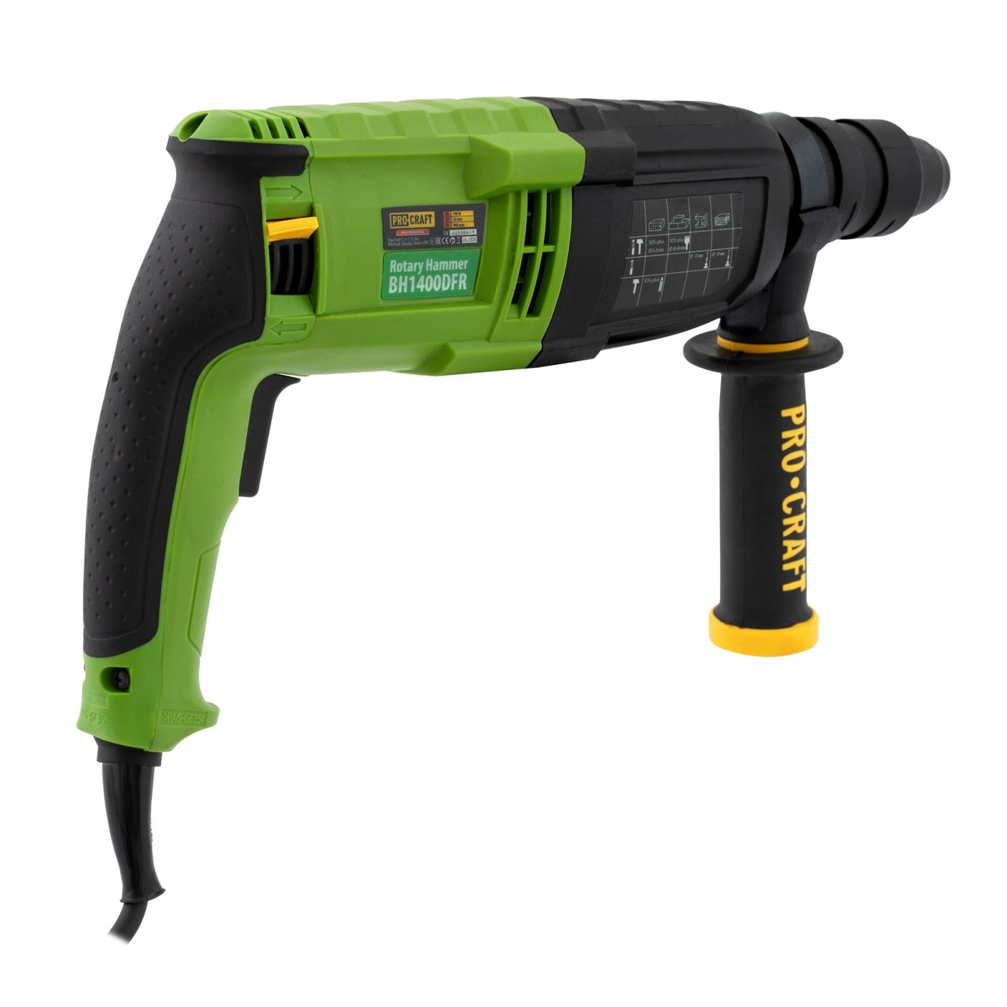 Ciocan rotopercutor Procraft BH1400DFR, 790W, 3J, 900 RPM, 4000 BPM, SDS+ si mandrina rapida