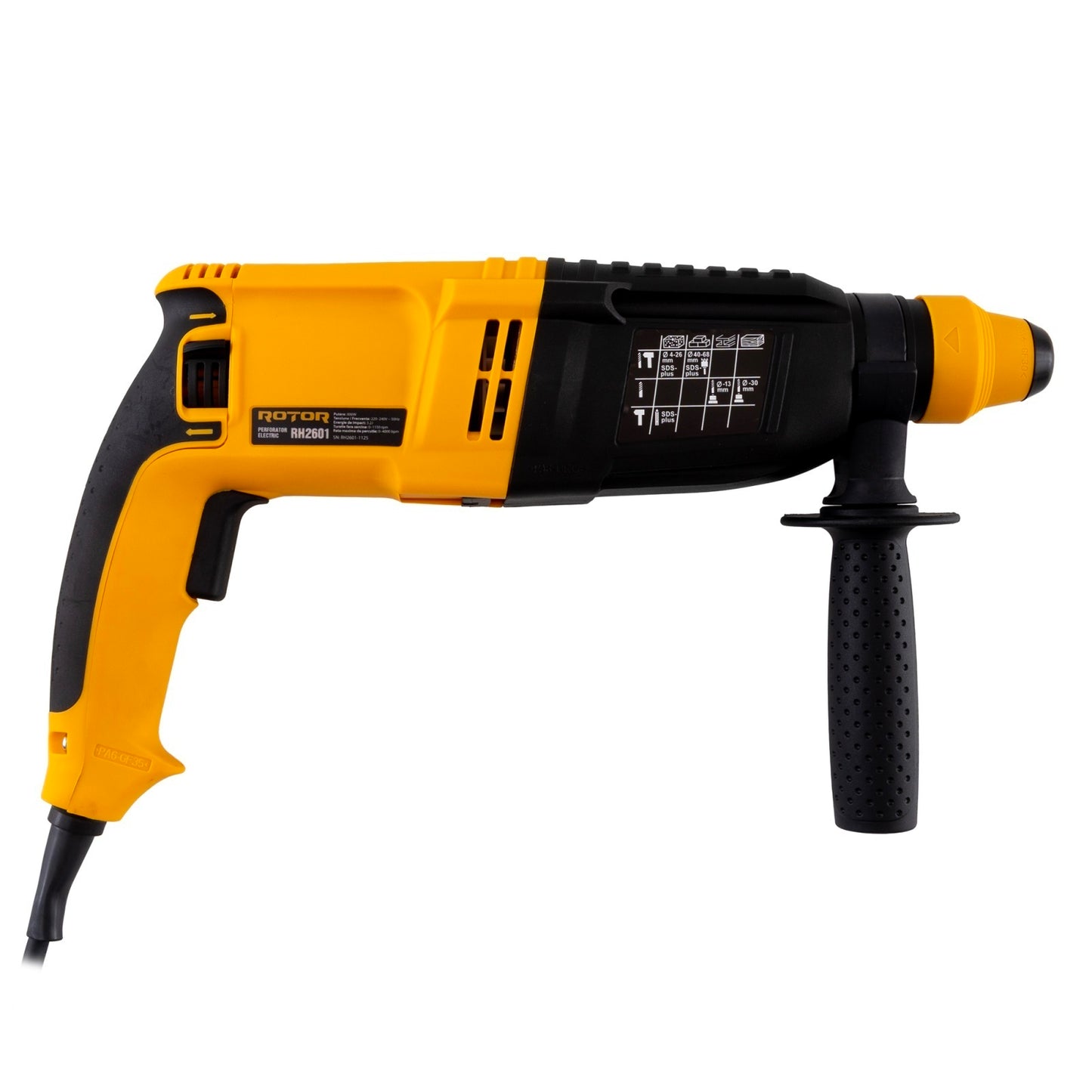Ciocan rotopercutor ROTOR RH2601 800W, 3.2 J, Cu perii