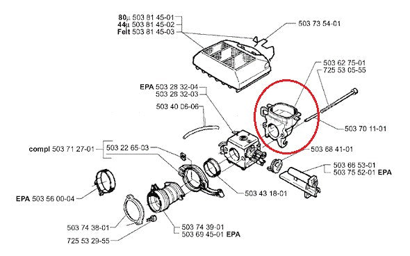 Conector pentru drujba filtru aer drujba Husqvarna 362, 365, 371, 372 - vedere 4