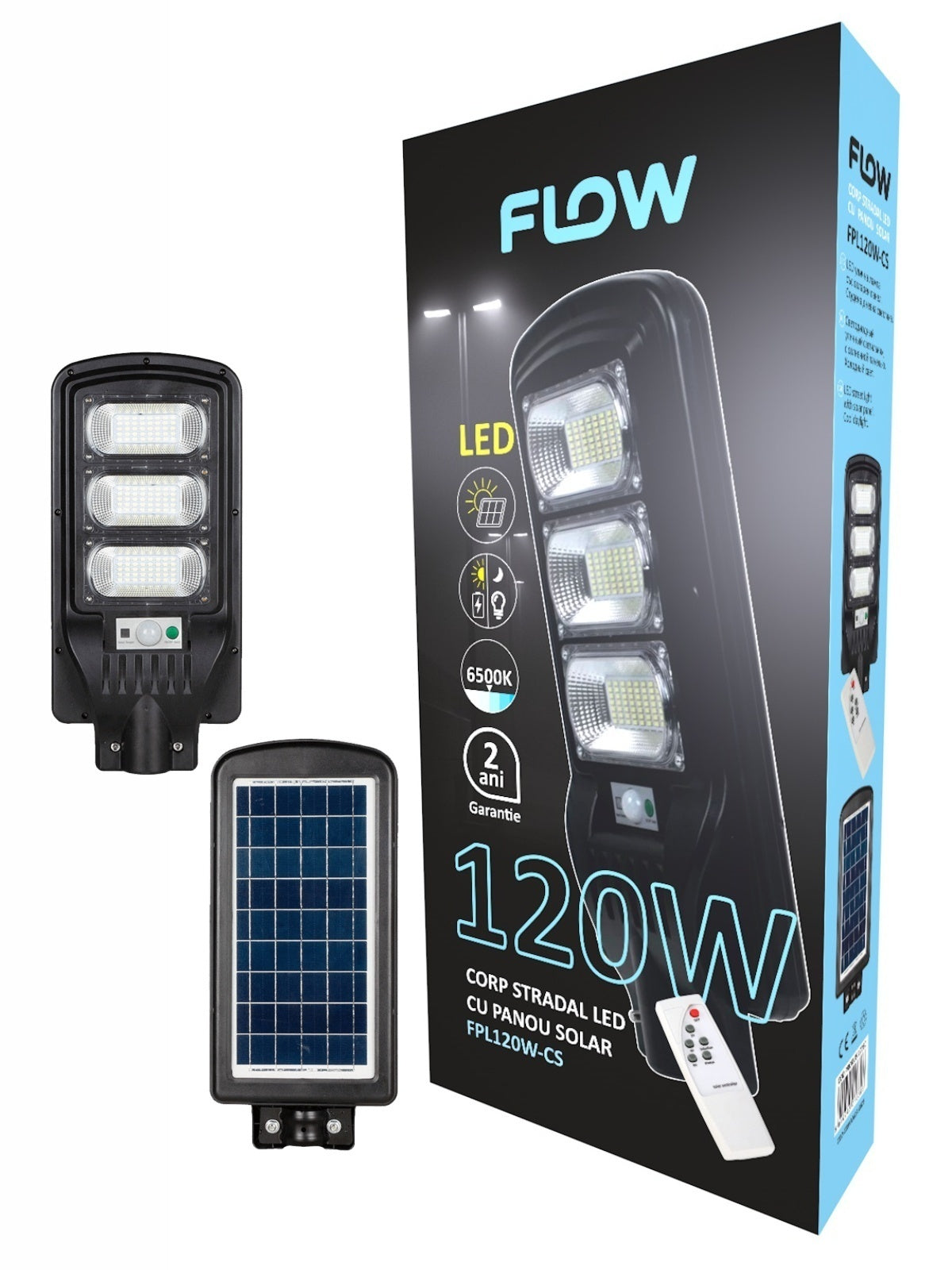 Corp Stradal LED Solar FLOW FPL120W-CS, 120W, 6500K, IP65, Telecomanda