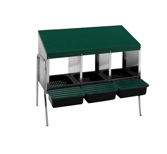 Cuibar pasari ZEP MG-03, 3 compartimente, cu picioare, metal galvanizat, colector oua