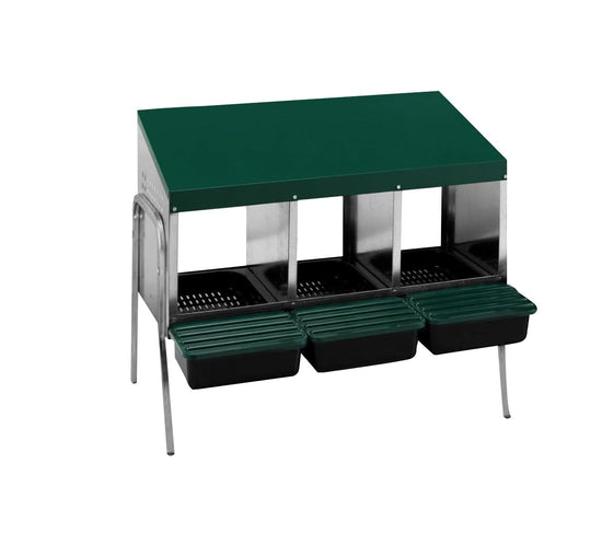 Cuibar pasari ZEP MG-03, 3 compartimente, cu picioare, metal galvanizat, colector oua