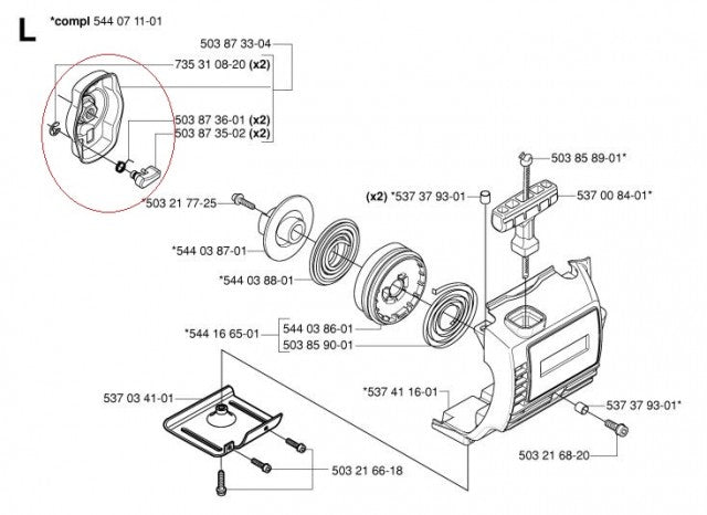 Cuplaj demaror motocoasa Husqvarna 125, 128, 323, 535