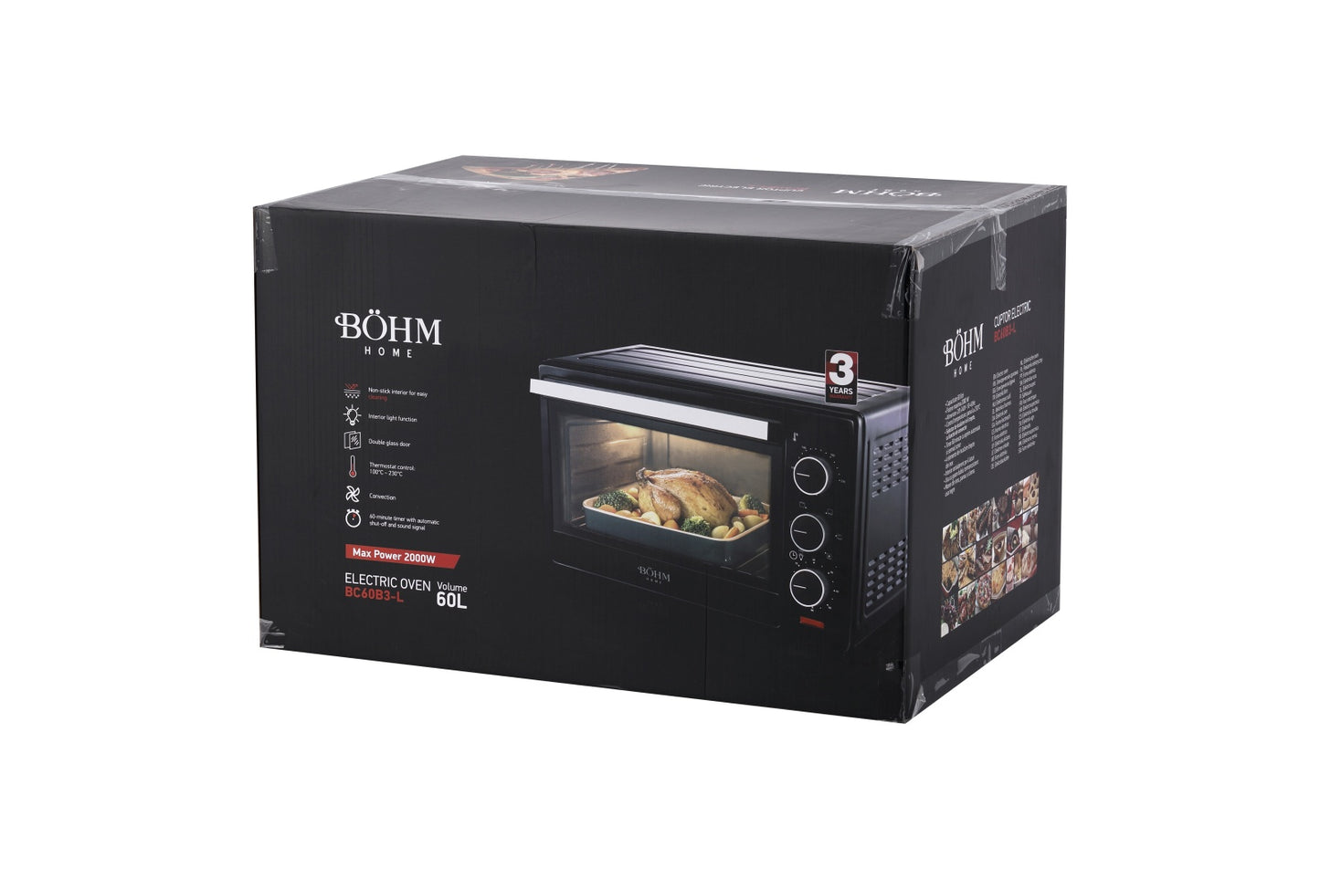 Cuptor Electric 60 L BOHM BC60B3-L, 2000W, 100-230Â°C, 5 Moduri Incalzire, Convectie - detaliu 12