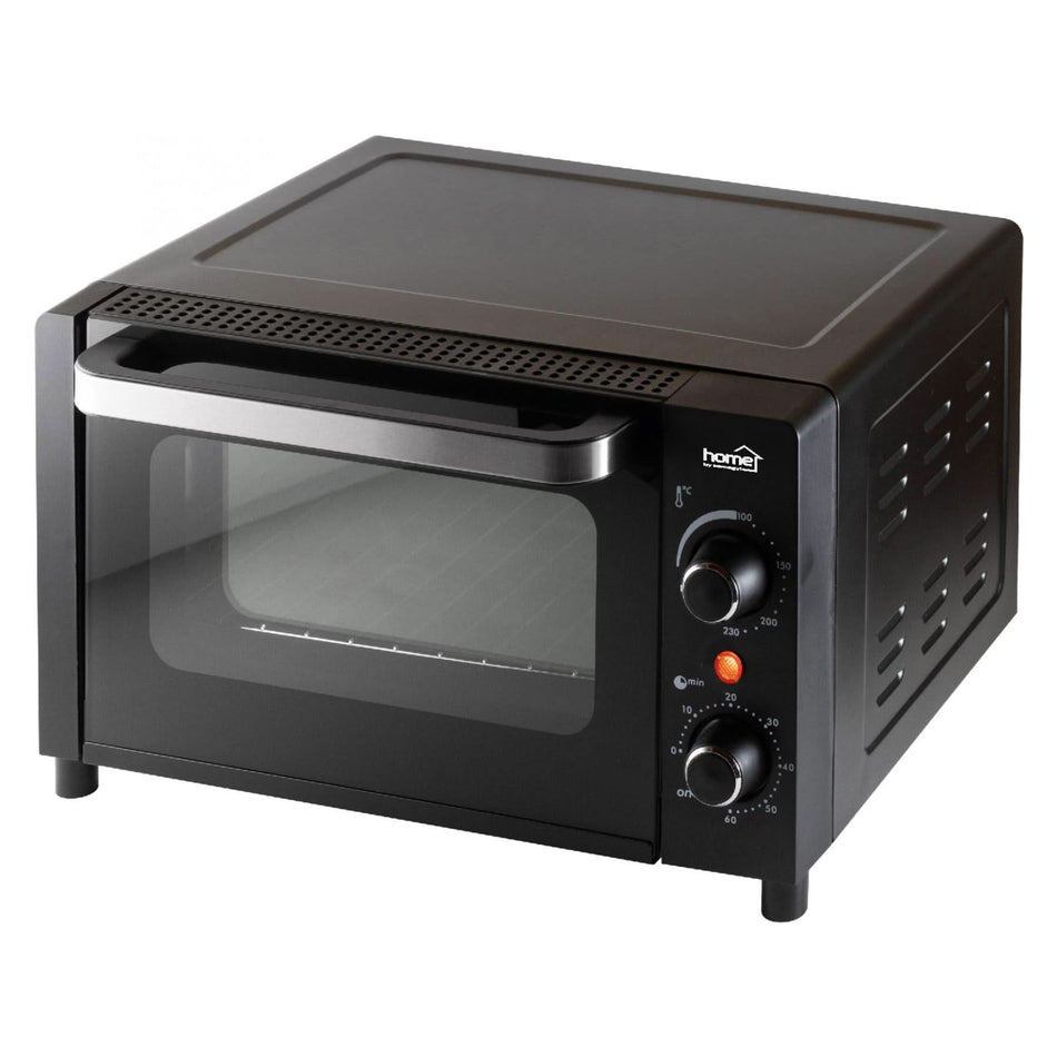 Mini cuptor electric HG MS 10, 9L, 1050W, cu termostat si timer, usa sticla dubla, negru