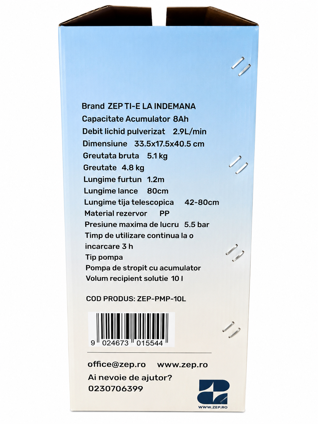 Pompa de Stropit cu Acumulator ZEP 10L, 8Ah, 5.5 Bar, Lance Inox Telescopica