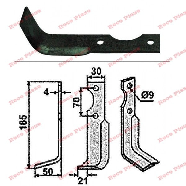 Cutit Motocultor 185mm X 30mm (stanga) AGRIA 185mm / 30mm