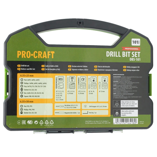 Set Biti ProCraft DBS-101, 101 piese, set complet pentru atelier
