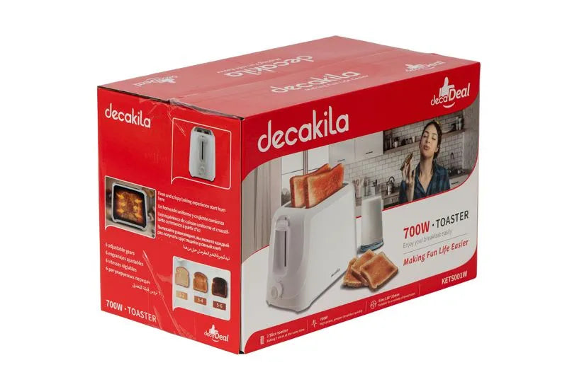 Prajitor de paine DECAKILA 700W, 2 felii, 6 setari rumenire, tava firimituri