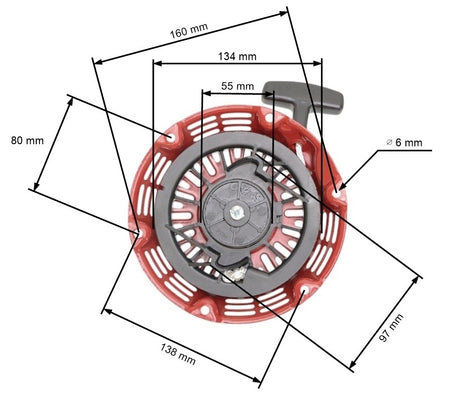 Demaror compatibil HONDA GX 160   motoare chinezesti (fulie neagra)