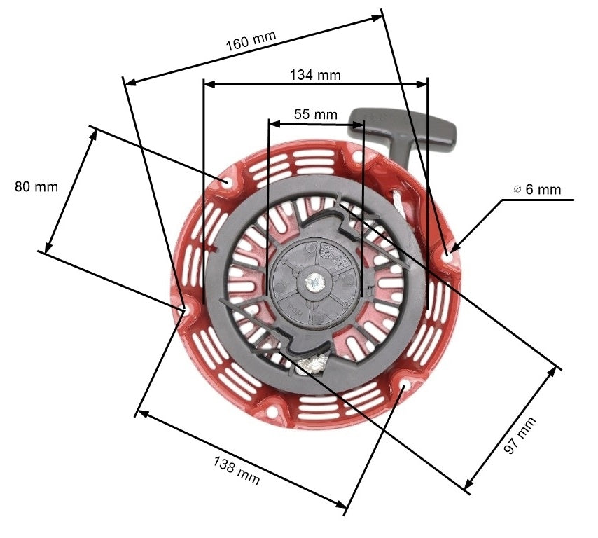 Demaror compatibil HONDA GX 160 / motoare chinezesti (fulie neagra)